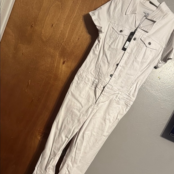 White Denim Jumpsuit - Picture 1 of 2